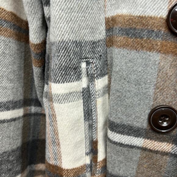 Attention Plaid Fleece Double Breasted Pea Coat Womens 2X Outdoors Wool Blend - Picture 6 of 11